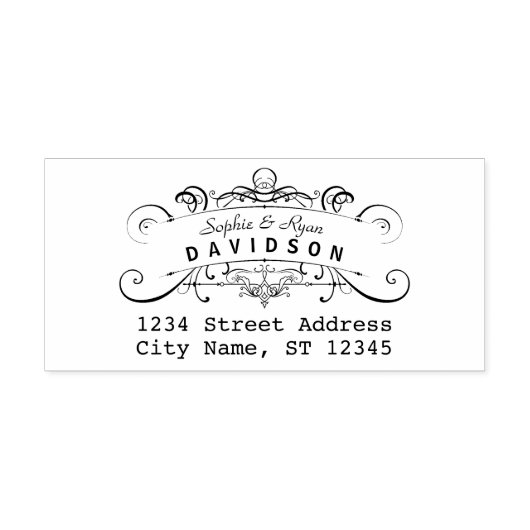 シックな装飾独自の差出人住所を作成 セルフインキングスタンプ (デザイン)