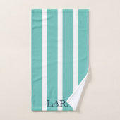 シックな裏地のセージモノグラムのグリーン バスタオルセット (ハンドタオル)