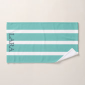 シックな裏地のセージモノグラムのグリーン バスタオルセット (ハンドタオル)