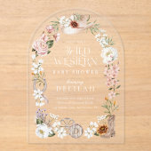 シックな西の水の色のフローラカウボーイベビーシャワー アクリル招待状 (正面)