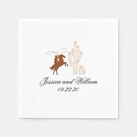 シックな西ダークブラウン結婚ズ スタンダードカクテルナプキン (正面)