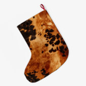 シックな西ブラウンコウィド ラージクリスマスストッキング (裏面 (吊り時))