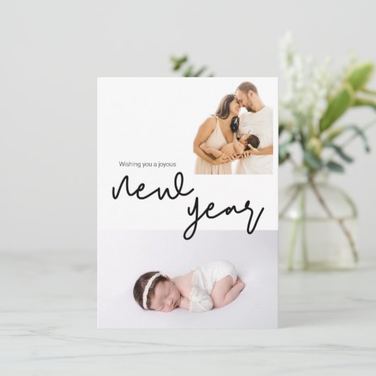 シックな誕生Stat写真ハッピー赤ちゃん少女の新年 シーズンカード (スタンド正面)