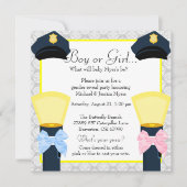 シックな警官のバッジのダマスク織の性は明らかにします 招待状 (正面)