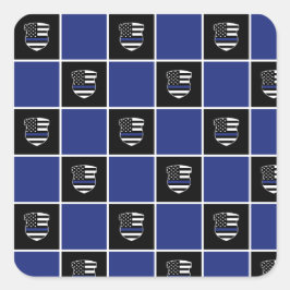 シックな警察官シンブルーラインバッジパターン スクエアシール