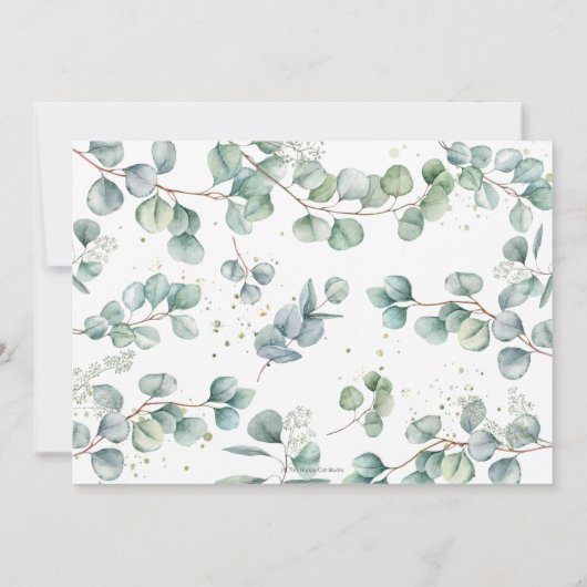 シックな象の緑のバーチャルベビーシャワーbyメール 招待状 (裏面)