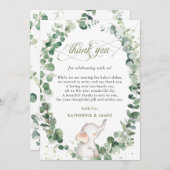 シックな象の緑の赤男女兼用ちゃんシャワー サンキューカード (正面/裏面)
