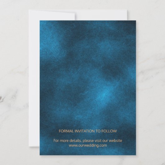 シックな豪華な海軍の金ゴールド結婚式の日付を保存PHOTO 案内状 (裏面)