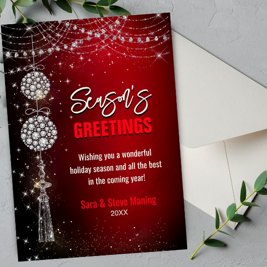 シックな赤いオーナメントグリッタークリスマス新年