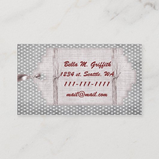 シックな赤いカップケーキビジネスカード 名刺 (裏面)