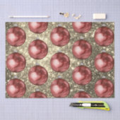 シックな赤いクリスマスボール金ゴールドきらめき 薄葉紙 (クラフト)