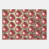 シックな赤いクリスマスボール金ゴールドグリッター ラッピングペーパーシート (正面2)