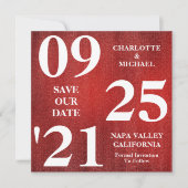 シックな赤いグリッタースパークルモダン日付を保存 招待状 (正面)