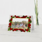 シックな赤いバラとゴールドフォイルマザーズの日写真 箔グリーティングカード (正面)