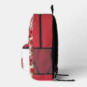 シックな赤いバラ プリントバックパック (右)