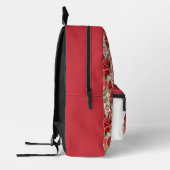 シックな赤いバラ プリントバックパック (左)