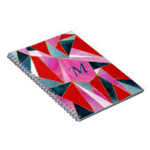 シックな赤いピンクのグレーの抽象芸術幾何学的なスケッチブック ノートブック (右側)