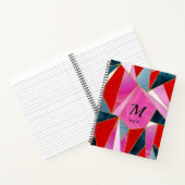 シックな赤いピンクのグレーの抽象芸術幾何学的 ノートブック (内部)