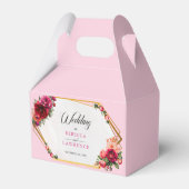 シックな赤いピンクのフローラとフェイク金ゴールド結婚ズ フェイバーボックス (裏面サイド)