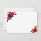シックな赤いピンクのフローラとフェイク金ゴールド結婚ズ 出欠カード (裏面)