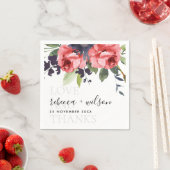 シックな赤いローズ牡丹フローラ愛と感謝してい結婚s スタンダードカクテルナプキン (インサイチュ)