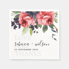シックな赤いローズ牡丹フローラ愛と感謝してい結婚s スタンダードカクテルナプキン