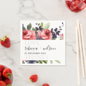 シックな赤いローズ牡丹フローラ愛と感謝してい結婚s スタンダードカクテルナプキン (インサイチュ)