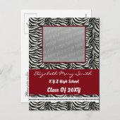 シックな赤い写真の卒業招待状 インビテーションポストカード (正面/裏面)