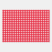 シックな赤い白ストライプ色のパターンと格子模様 ラッピングペーパーシート (正面2)