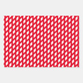 シックな赤い白ストライプ色のパターンと格子模様 ラッピングペーパーシート (正面)