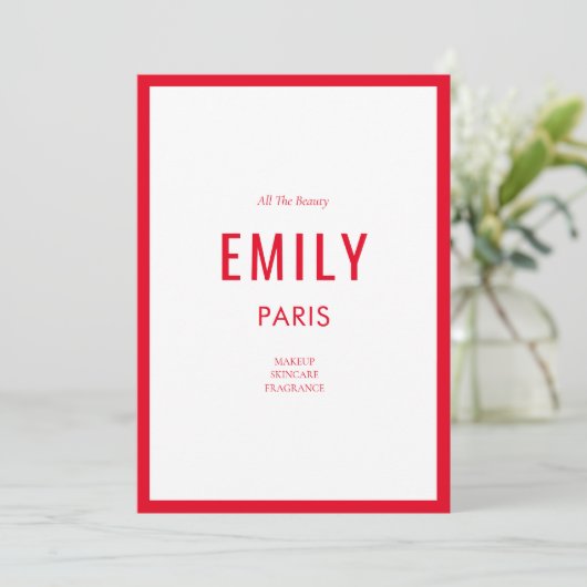 シックな赤い美しい/ファッションブランドビジネスノートカード (スタンド正面)