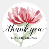 シックな赤い花ありがとう ラウンドシール (正面)