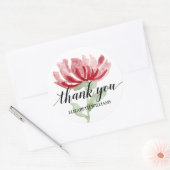 シックな赤い花ありがとう ラウンドシール (封筒)