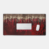 シックな赤い花の金ゴールドドリップグリッターモノグラム デスクマット (キーボード&マウス)