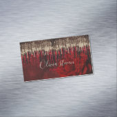 シックな赤い花の金ゴールドドリップグリッターモノグラム マグネット名刺 (インサイチュ)