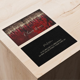 シックな赤い花の金ゴールドドリップグリッターモノグラム 名刺