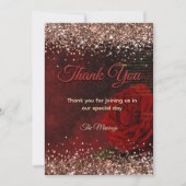 シックな赤い花フェイク金ゴールド感謝していグリッター カード (正面)