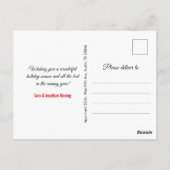 シックな赤い金ゴールドグリッターはクリスマスの新年を乾燥 ポストカード (裏面)