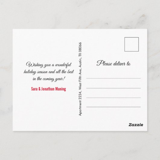 シックな赤い金ゴールドグリッターグリッタークリスマス新年 ポストカード (裏面)