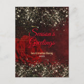 シックな赤い金ゴールドグリッターグリッタークリスマス新年 ポストカード (正面)