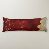 シックな赤い金ゴールドドリッピンググリッターモノグラム ボディピロー (正面)