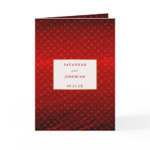 シックな赤い金ゴールド正方形カスタマイズ可能な結婚二折