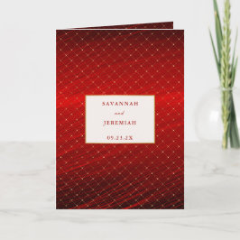 シックな赤い金ゴールド正方形カスタマイズ可能な結婚二折 招待状