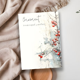 シックな赤い雪の冬のベリー空白のジュエリーホルダー 名刺