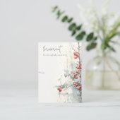 シックな赤い雪の冬の果実ネックレスホルダー 名刺 (スタンド正面)