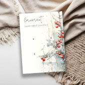 シックな赤い雪の冬の果実2イヤリングスタッドホルダー 名刺