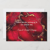 シックな赤い黒のドリッピンググリッターモノグラム サンキューカード (裏面)