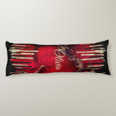 シックな赤い黒のドリッピンググリッターモノグラム ボディピロー (裏面)