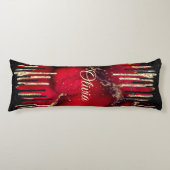 シックな赤い黒のドリッピンググリッターモノグラム ボディピロー (正面)