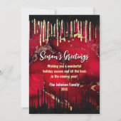 シックな赤い黒のドリップスグリッタークリスマス新年 (正面)